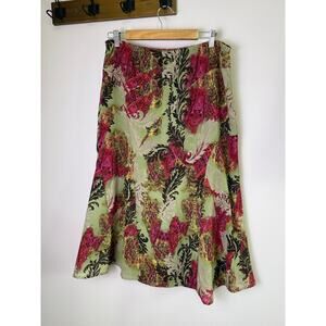 Vintage R.Q.T Abstract Paisley Print Skirt Size 10 Lined A-Line Flare Y2K
